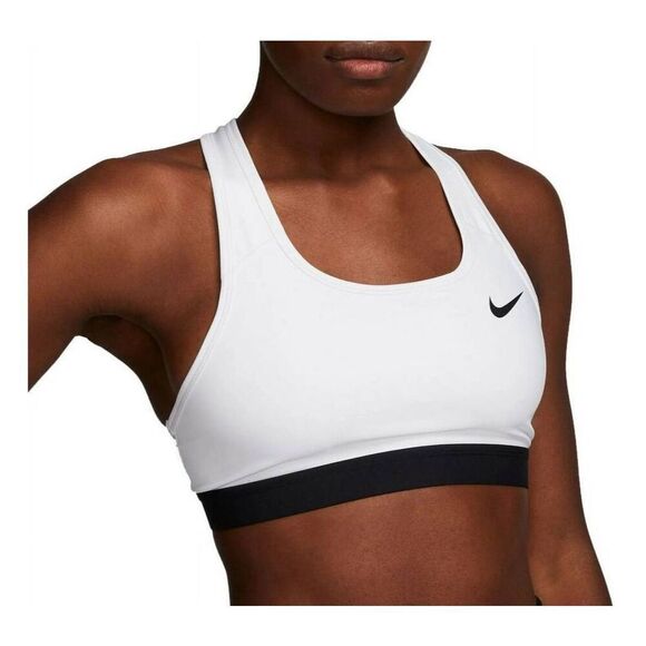 Nike Women's Pro Swoosh Medium-Support Non-Padded Sports Bras (White,Grey L) - Picture 3 of 8